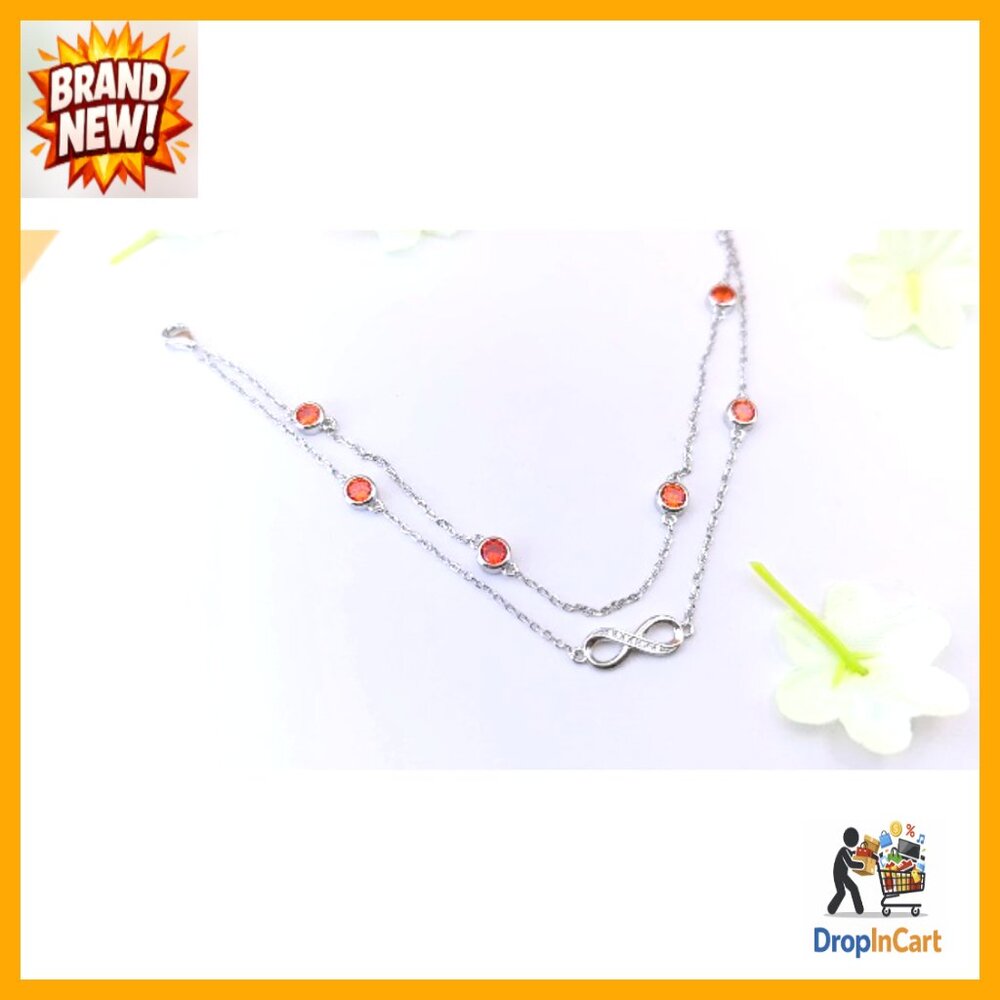 Sterling Silver Adjustable Anklet Infinity Births… - image 7